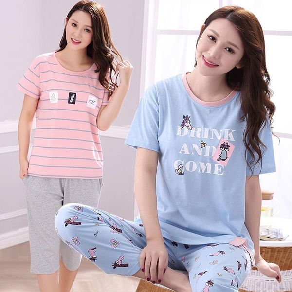 womens sleepwears plus size cotton casual striped pajama set for women summer short sleeve sleepwear calf length pant pyjama homewear, Black;red
womens sleepwears plus size cotton casual striped pajama set for women summer short sleeve sleepwear calf length pant pyjama homewear, Black;red