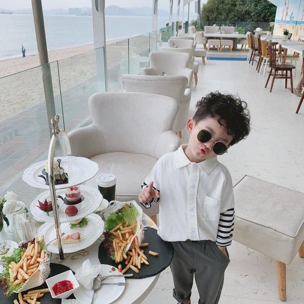 fashion boys patchwork striped shirts 2021 pure cotton long sleeve shirt clothes 1-6y, White;black
fashion boys patchwork striped shirts 2021 pure cotton long sleeve shirt clothes 1-6y, White;black