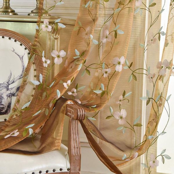 curtain & drapes embroidered coffee floral tulle curtains for bedroom pastoral sheer voile living room kitchen window sreen
curtain & drapes embroidered coffee floral tulle curtains for bedroom pastoral sheer voile living room kitchen window sreen