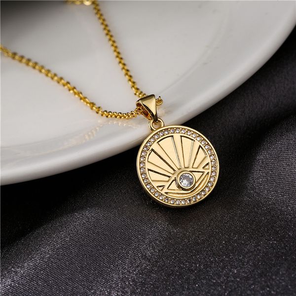 2021 new copper plated real gold simple and generous round eye pendant necklace women's fashion necklace, Silver
2021 new copper plated real gold simple and generous round eye pendant necklace women's fashion necklace, Silver