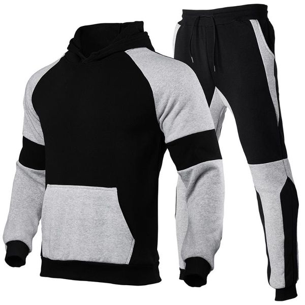 men's tracksuits autumn and winter fashion patchwork hoodie + sports pants two piece set of breathable comfortable suit, Gray
men's tracksuits autumn and winter fashion patchwork hoodie + sports pants two piece set of breathable comfortable suit, Gray