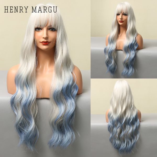 henry margu long water wavy blue white ombre synthetic wigs with bangs natural cosplay party hair wig for women heat resistant, Black
henry margu long water wavy blue white ombre synthetic wigs with bangs natural cosplay party hair wig for women heat resistant, Black