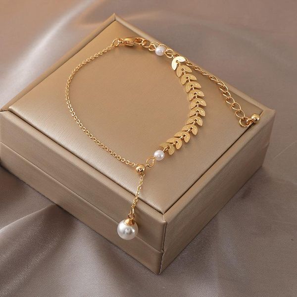 bangle 2021 korea simple pearl chain leaf bracelet for women temperament wedding adjustable party jewelry gift accessories, Black
bangle 2021 korea simple pearl chain leaf bracelet for women temperament wedding adjustable party jewelry gift accessories, Black