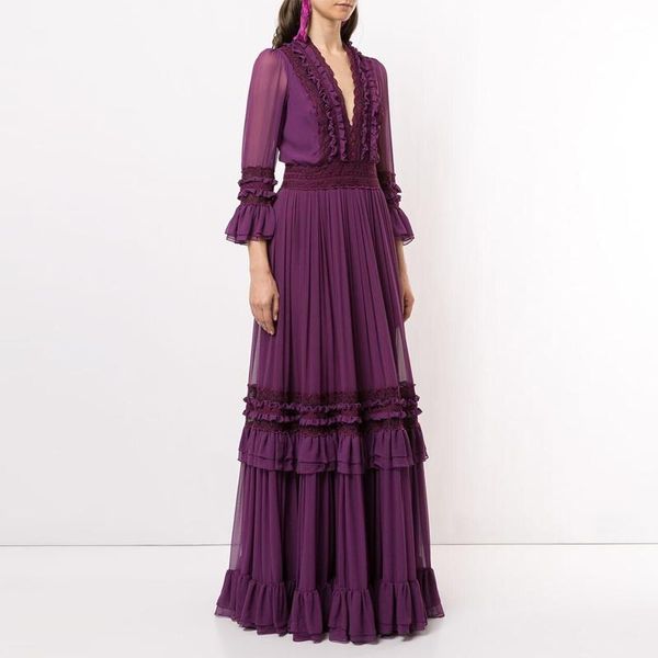 casual dresses woman dress high-end purple heavy industry lace wood ears flared sleeves fashion temperament waist and ankle long summer, Black;gray
casual dresses woman dress high-end purple heavy industry lace wood ears flared sleeves fashion temperament waist and ankle long summer, Black;gray