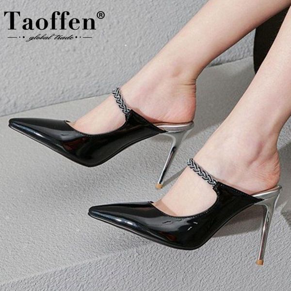 taoffen 2021 summer women shoes sandals patent leather thin high heel fashion chain pointed toe slingbacks size 34-43, Black
taoffen 2021 summer women shoes sandals patent leather thin high heel fashion chain pointed toe slingbacks size 34-43, Black