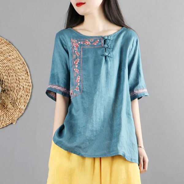 women's blouses & shirts 2021 arrival summer arts style women all-matched half sleeve o-neck blouse button cotton linen embroidery casu, White
women's blouses & shirts 2021 arrival summer arts style women all-matched half sleeve o-neck blouse button cotton linen embroidery casu, White