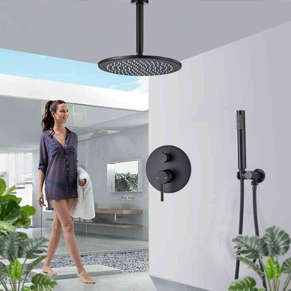 ceiling installation matte black shower faucet brass concealed round head water tap bathroom sets
ceiling installation matte black shower faucet brass concealed round head water tap bathroom sets