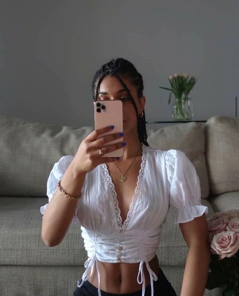 women's t-shirt xds6787 small lace jacket female 2021 summer v-neck brief paragraph cultivate morality short sleeve, White
women's t-shirt xds6787 small lace jacket female 2021 summer v-neck brief paragraph cultivate morality short sleeve, White