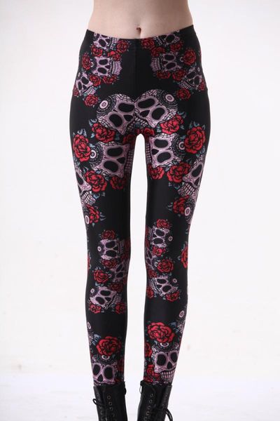 women's leggings fashion women skull and rose print slim fit thin elastic polyester party pants casual trousers drop, Black
women's leggings fashion women skull and rose print slim fit thin elastic polyester party pants casual trousers drop, Black