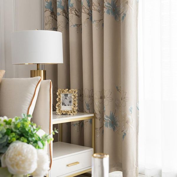 luxury blackout curtains for living room bedroom thick floral curtain cotton linen blinds insulation drapes window screen decor &