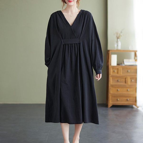 casual dresses 2021 arrival long sleeve loose autumn dress cotton linen v-neck japan style black fashion women spring, Black;gray
casual dresses 2021 arrival long sleeve loose autumn dress cotton linen v-neck japan style black fashion women spring, Black;gray