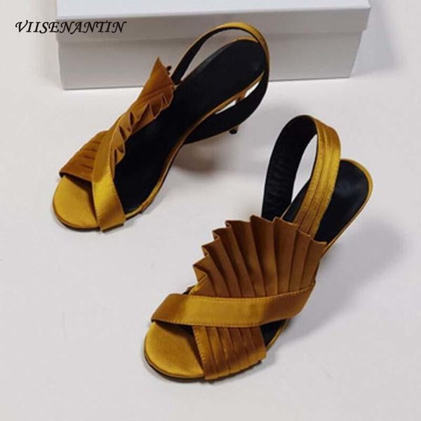 sandals round head solid color fish mouth buckle super high heels fashionable ruffled silk cloth stiletto, Black
sandals round head solid color fish mouth buckle super high heels fashionable ruffled silk cloth stiletto, Black