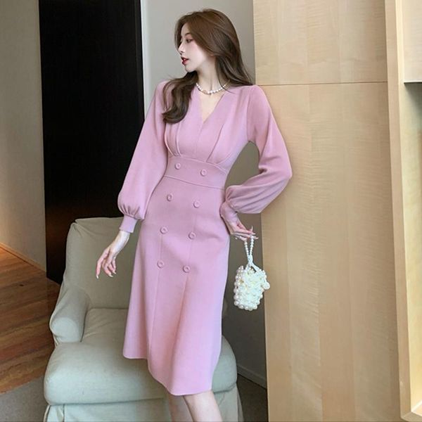 casual dresses autumn winter thicken v-neck sweater dress women double breasted knitted long female knitwear soft vestidos, Black;gray
casual dresses autumn winter thicken v-neck sweater dress women double breasted knitted long female knitwear soft vestidos, Black;gray