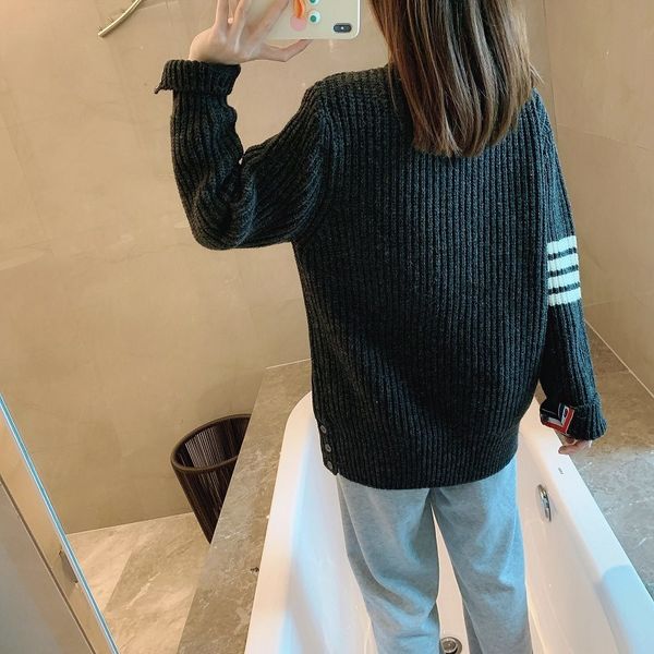 tb grey turtleneck winter new stripe thickened wool pullover knitted warm sweater loose women, White;black
tb grey turtleneck winter new stripe thickened wool pullover knitted warm sweater loose women, White;black