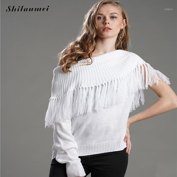 women's sweaters tassel off shoulder for women autumn white backless ladies pullover 2021 jumpers knitted clothes female xl, White;black
women's sweaters tassel off shoulder for women autumn white backless ladies pullover 2021 jumpers knitted clothes female xl, White;black