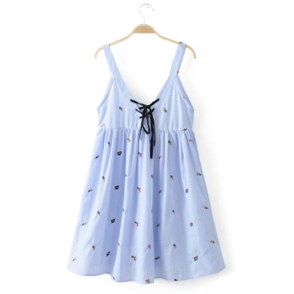 fashion women flower embroidery striped sling mini dresses summer style casual v neck lacing clothing d879 210430, Black;gray
fashion women flower embroidery striped sling mini dresses summer style casual v neck lacing clothing d879 210430, Black;gray