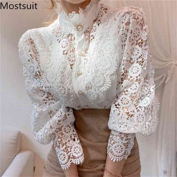vintage lace hollow out women blouse shirt spring full sleeve stand collar blusas korean elegant ladies 210513, White
vintage lace hollow out women blouse shirt spring full sleeve stand collar blusas korean elegant ladies 210513, White