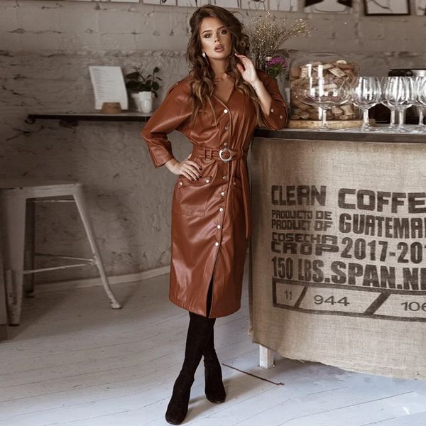 women vintage pu leather straight party dress ladies button belt v-neck spring dress 2021 new fashion midi dress vestidos, Black;gray
women vintage pu leather straight party dress ladies button belt v-neck spring dress 2021 new fashion midi dress vestidos, Black;gray