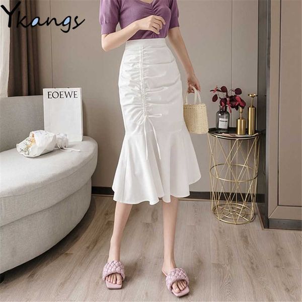 spring summer women fashion office lady ruffles midi skirt solid color high waist drawstring fishtail flouncing long skirts 210619, Black
spring summer women fashion office lady ruffles midi skirt solid color high waist drawstring fishtail flouncing long skirts 210619, Black