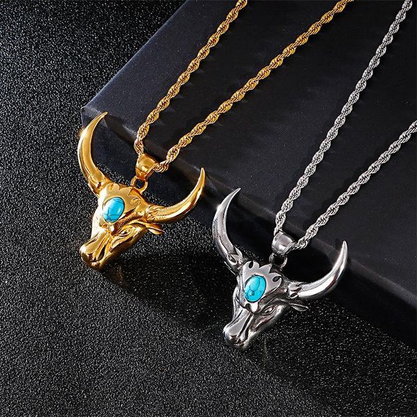 pendant necklaces vintage stainless steel green gem ox horn animal men's motorcyclist punk hip hop party jewelry gift, Silver
pendant necklaces vintage stainless steel green gem ox horn animal men's motorcyclist punk hip hop party jewelry gift, Silver
