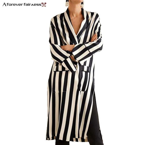 women's trench coats moyan 2021 autumn woman street fashion black white long stripes print kimono with sleeves waist belt coat, Tan;black
women's trench coats moyan 2021 autumn woman street fashion black white long stripes print kimono with sleeves waist belt coat, Tan;black