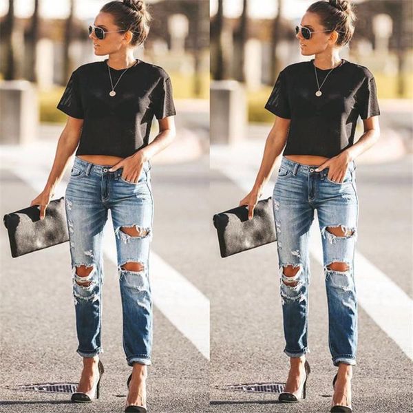 spring fashion hole ripped womens jeans destroyed cool denim mid skinny pants summer slim pencil trousers, Blue
spring fashion hole ripped womens jeans destroyed cool denim mid skinny pants summer slim pencil trousers, Blue