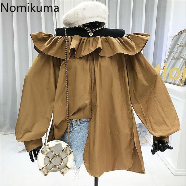 women's blouses & shirts nomikuma korean causal women blouse off shoulder ruffle strapless shirt 2021 summer long sleeve loose femm, White
women's blouses & shirts nomikuma korean causal women blouse off shoulder ruffle strapless shirt 2021 summer long sleeve loose femm, White