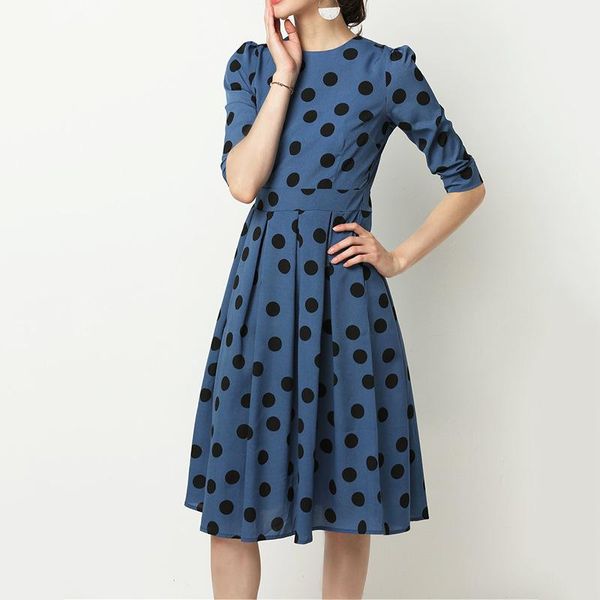 women casual polka dot dress 2021 a line elegant office tunic three quarter sleeve o neck dresses vestidos, Black;gray
women casual polka dot dress 2021 a line elegant office tunic three quarter sleeve o neck dresses vestidos, Black;gray