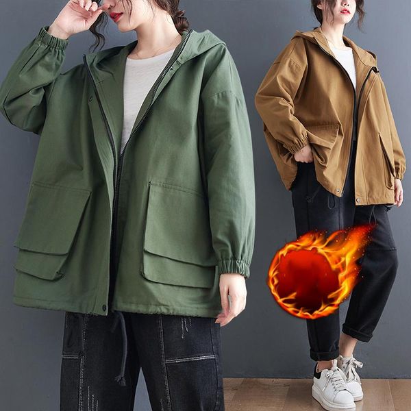 women's jackets winter women coat hooded warm thicken fleece cotton comfortable korean style loose casual solid color all-match female, Black;brown 
women's jackets winter women coat hooded warm thicken fleece cotton comfortable korean style loose casual solid color all-match female, Black;brown