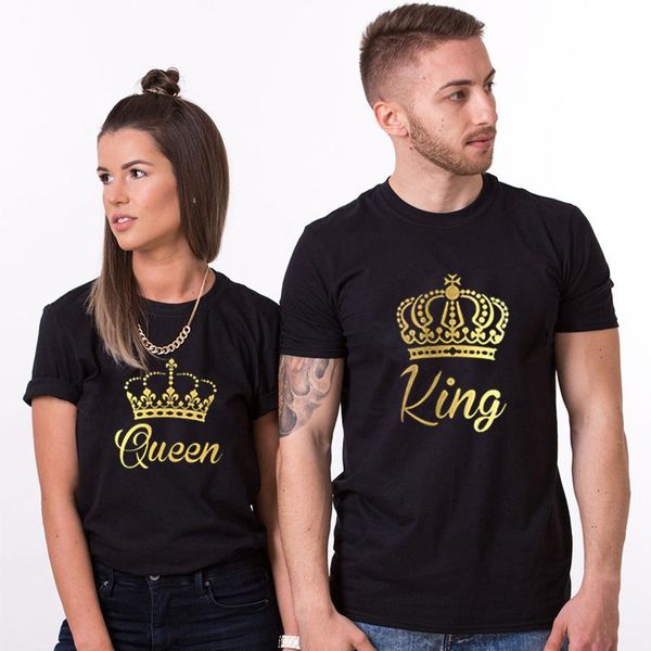 women's t-shirt soft tee casual summer couple matching king and queen gold crowns printing t-shirts, White
women's t-shirt soft tee casual summer couple matching king and queen gold crowns printing t-shirts, White