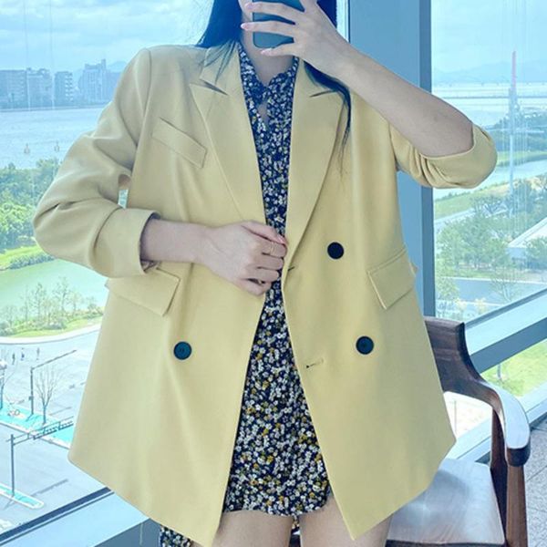 women's suits & blazers women elegant yellow double breasted jacket office ladies blazer business wear pocket notched collar chic outw, White;black
women's suits & blazers women elegant yellow double breasted jacket office ladies blazer business wear pocket notched collar chic outw, White;black