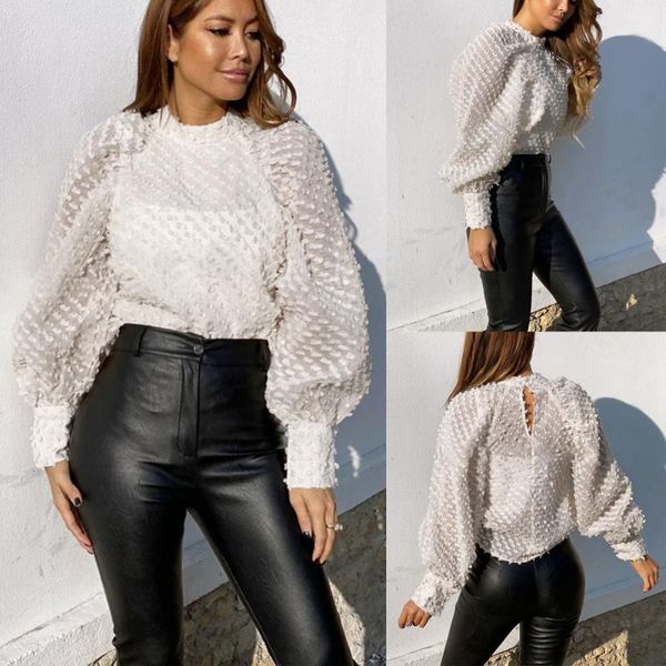 women's blouses & shirts fashion women puff long sleeve mesh dot blouse spring casual o-neck hollow out button see through female solid, White
women's blouses & shirts fashion women puff long sleeve mesh dot blouse spring casual o-neck hollow out button see through female solid, White