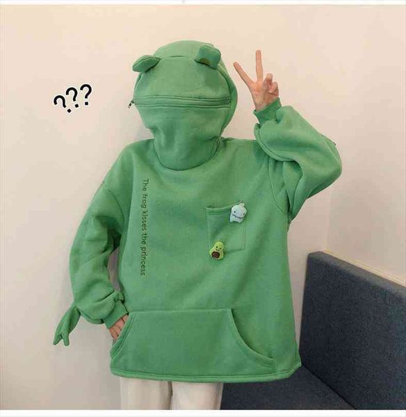 frog pullover hoodie plus velvet thick coat autumn and winter korean style of the trend embroidery loose couple clothe, Black
frog pullover hoodie plus velvet thick coat autumn and winter korean style of the trend embroidery loose couple clothe, Black