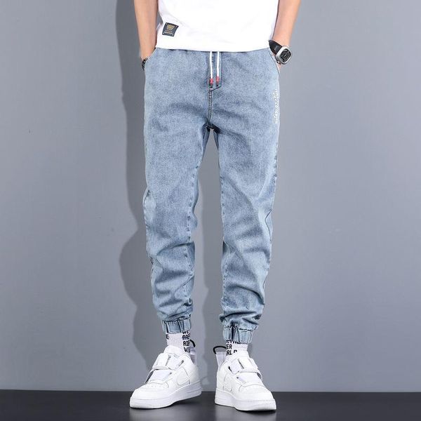 men's jeans summer legged boys' fashion brand student work clothes harlan pants loose korean versatile, Blue
men's jeans summer legged boys' fashion brand student work clothes harlan pants loose korean versatile, Blue