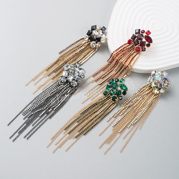 luxury colorful crystal long dangle earrings trendy sparkly rhinestone statement tassel earrings bridal wedding brincos, Silver
luxury colorful crystal long dangle earrings trendy sparkly rhinestone statement tassel earrings bridal wedding brincos, Silver
