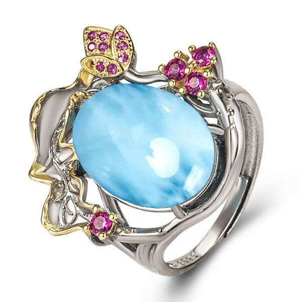 cluster rings resizable 925 sterling silver with two tone 14k yellow gold plated natural larimar flower for women gift, Golden;silver
cluster rings resizable 925 sterling silver with two tone 14k yellow gold plated natural larimar flower for women gift, Golden;silver
