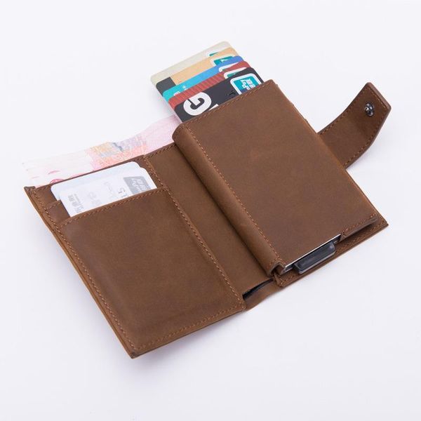 card holders anti rfid id holder case men leather metal wallet male coin purse women mini carbon with zipper wallets, Brown;gray
card holders anti rfid id holder case men leather metal wallet male coin purse women mini carbon with zipper wallets, Brown;gray