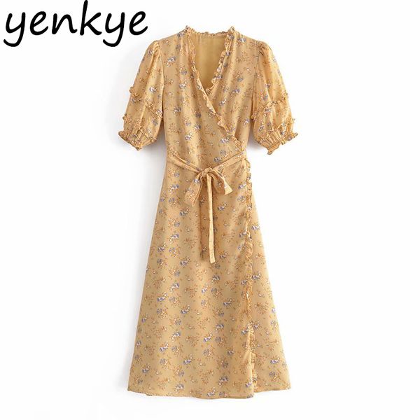 sweet floral yellow wrap dress women short sleeve sashes a-line elegant ladies dresses holiday summer chiffon vestido 210430, Black;gray
sweet floral yellow wrap dress women short sleeve sashes a-line elegant ladies dresses holiday summer chiffon vestido 210430, Black;gray