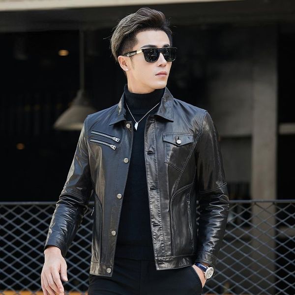men's leather & faux 2021 100% genuine jackets male autumn real goatskin coats spring fashion biker for men casaco masculino gmm633, Black
men's leather & faux 2021 100% genuine jackets male autumn real goatskin coats spring fashion biker for men casaco masculino gmm633, Black