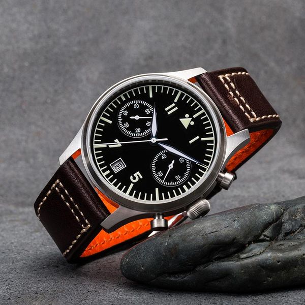 wristwatches escapement time men's watch flieger stainless steel sapphire chronographe automatic quartz panda, Slivery;brown
wristwatches escapement time men's watch flieger stainless steel sapphire chronographe automatic quartz panda, Slivery;brown