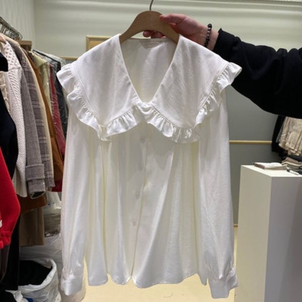 women's blouses & shirts collar elegant single breasted long sleeve women blouse spring ruffles blusas mujer de moda verano 09dc, White
women's blouses & shirts collar elegant single breasted long sleeve women blouse spring ruffles blusas mujer de moda verano 09dc, White