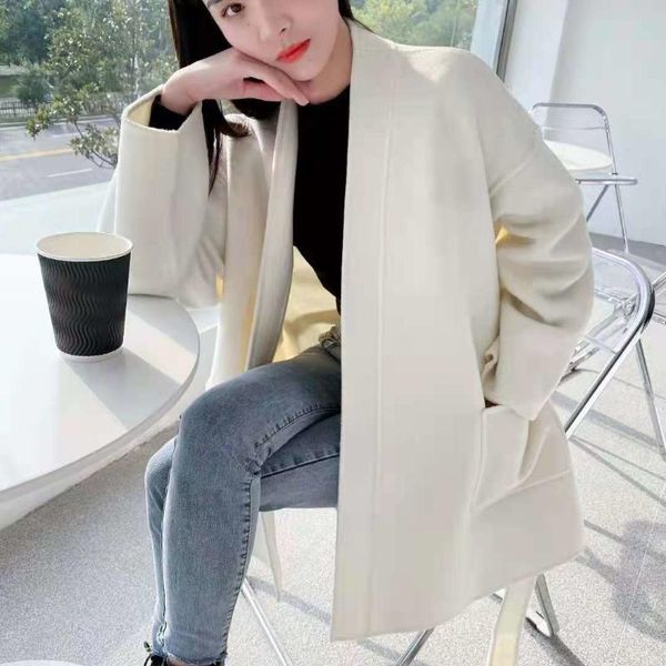 women's wool & blends autumn and winter 2021 korean bathrobe skirt loose short small check outer cover double-sided tweed coat women, Black
women's wool & blends autumn and winter 2021 korean bathrobe skirt loose short small check outer cover double-sided tweed coat women, Black