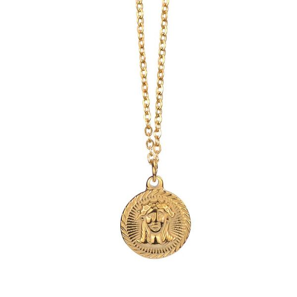 pendant necklaces stainless steel necklace 18k gold chain jesus head coin retro embossed long choker on neck women jewely, Silver
pendant necklaces stainless steel necklace 18k gold chain jesus head coin retro embossed long choker on neck women jewely, Silver