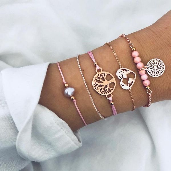 link, chain 5 pcs/ set bohemian weave tree love heart dream catcher beads leather multilayer bracelet women fashion jewelry gift, Black
link, chain 5 pcs/ set bohemian weave tree love heart dream catcher beads leather multilayer bracelet women fashion jewelry gift, Black