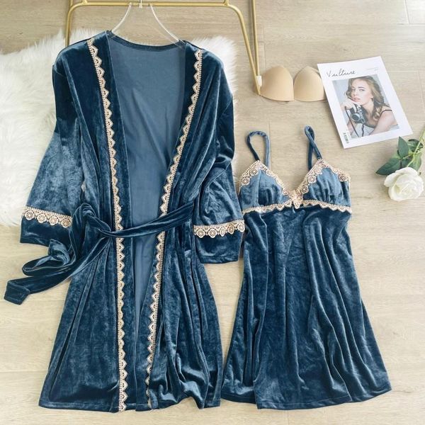 women's sleepwear autumn winter velvet nighty&robe set velour nightwear nightgown loose casual kimono gown lace trim home dress, Black;red
women's sleepwear autumn winter velvet nighty&robe set velour nightwear nightgown loose casual kimono gown lace trim home dress, Black;red