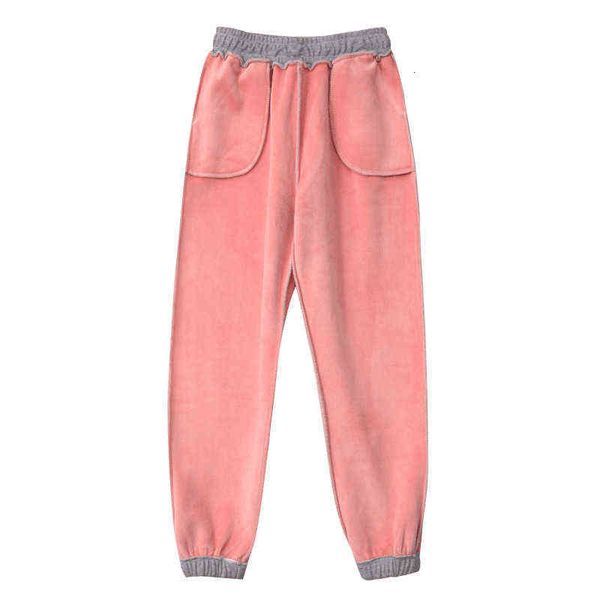 plush grey sweatpants women's autumn and winter loose leggings look thin versatile harlan pants small casual, Black;white
