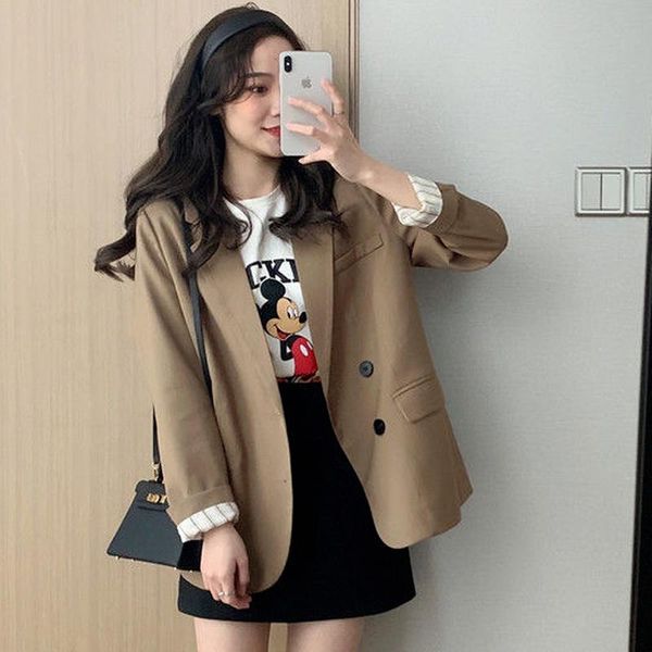 women's suits & blazers jackets womens notched vintage minimalist long sleeve korean fashion spring leisure loose ladies clothing, White;black
women's suits & blazers jackets womens notched vintage minimalist long sleeve korean fashion spring leisure loose ladies clothing, White;black