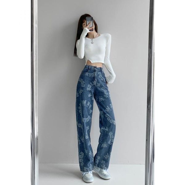 women's jeans cmaz 2021 vintage high waist straight pants for women streetwear loose female denim buttons zipper ladies trouser, Blue
women's jeans cmaz 2021 vintage high waist straight pants for women streetwear loose female denim buttons zipper ladies trouser, Blue