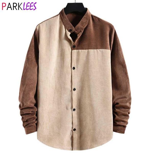 stand collor contrast corduroy shirt men 2021 casual button down mens dress shirts warm quality easy care gentleman male, White;black
stand collor contrast corduroy shirt men 2021 casual button down mens dress shirts warm quality easy care gentleman male, White;black