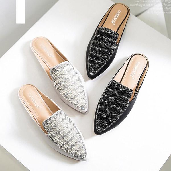 slippers oversized 33-43 women modrern half leather mules shoes ladies slip-on rhinestone glitter loafer crystal flip flop, Black
slippers oversized 33-43 women modrern half leather mules shoes ladies slip-on rhinestone glitter loafer crystal flip flop, Black
